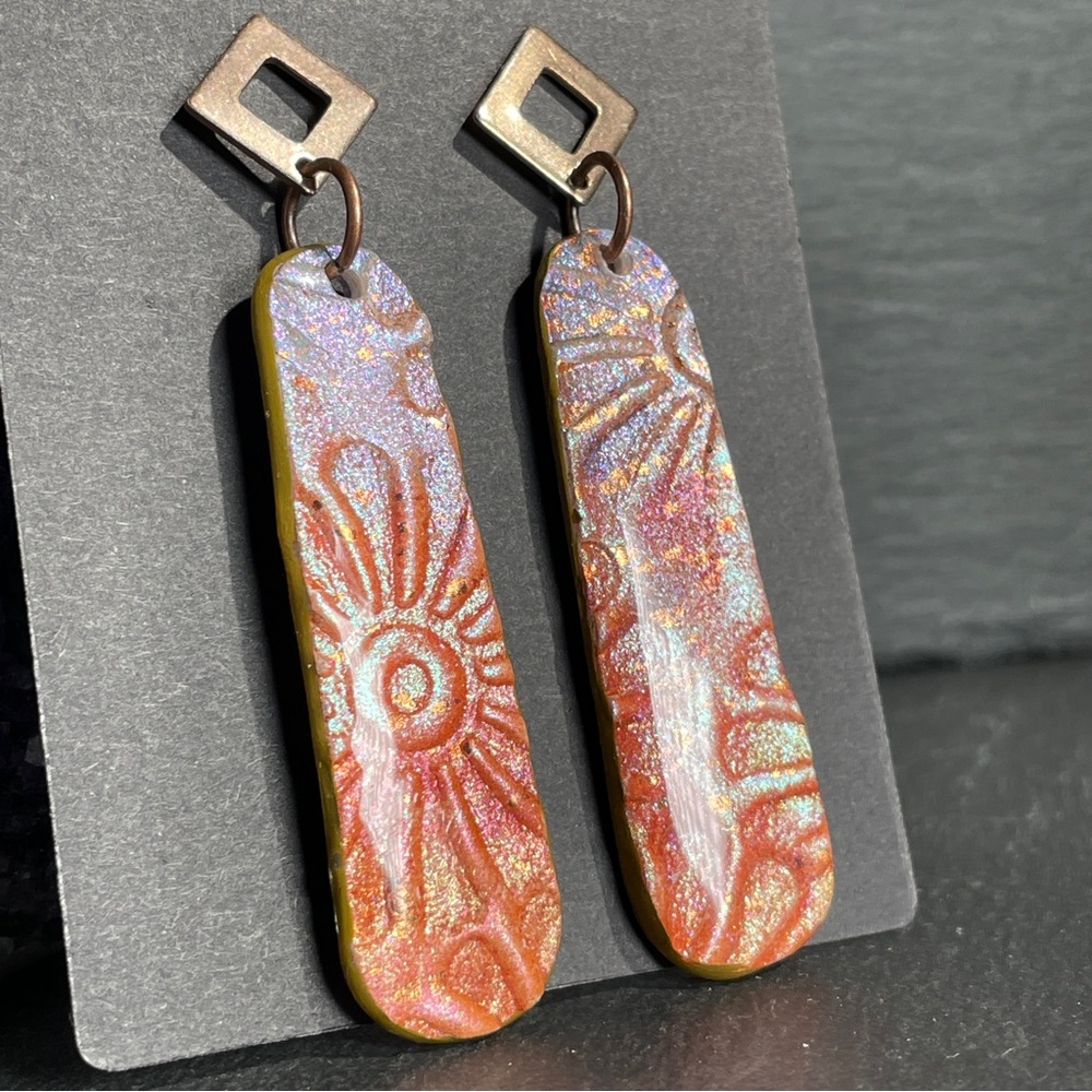 Hand Crafted Iridescent Dangle Earrings